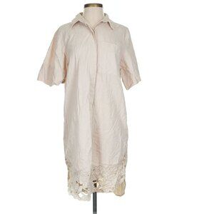 WKND WYFR Taupe Floral Cut Out Short Sleeve Button Front Dress Size XS